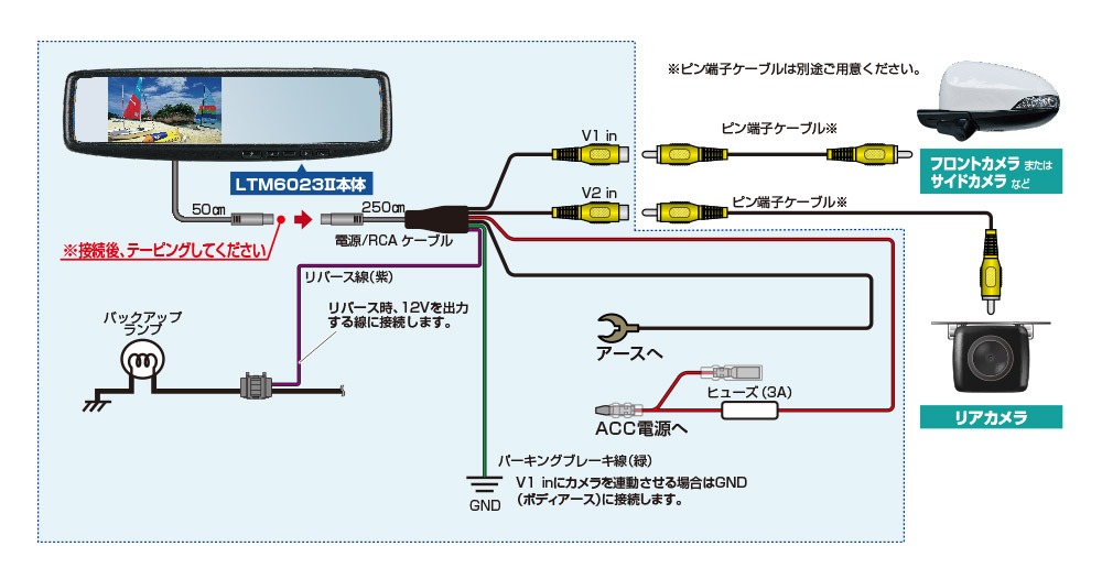 取り付け例 | バックミラーモニター LTM6023Ⅱ | データシステム R-SPEC Datasystem